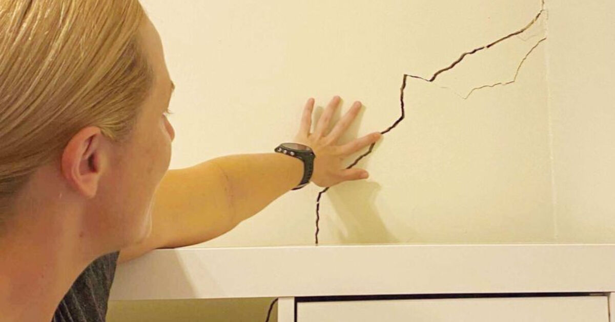 Diagonal settlement crack in an interior wall, a sign of hidden foundation movement