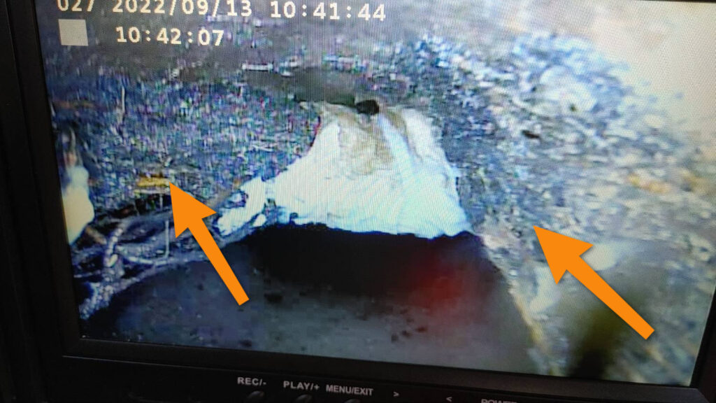 Cable found in sewer line during sewer line inspection