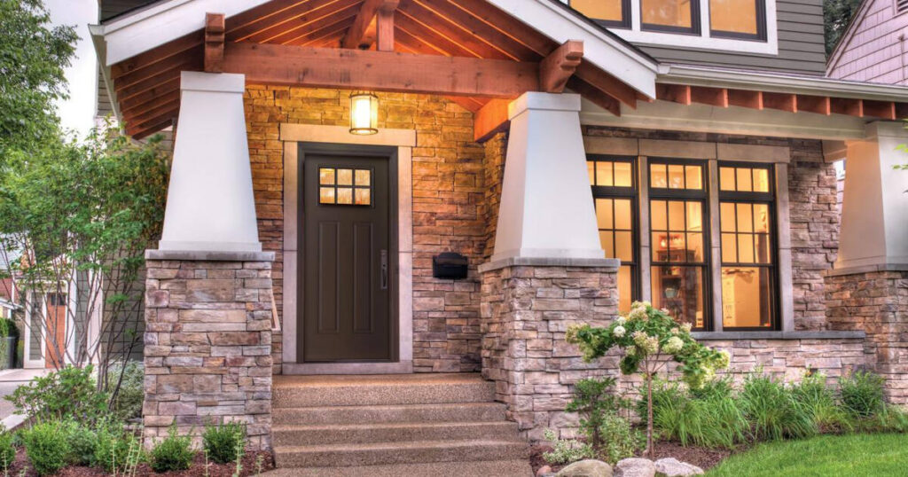 Craftsman home front porch at dusk, ready for a pre-listing inspection in Atlanta